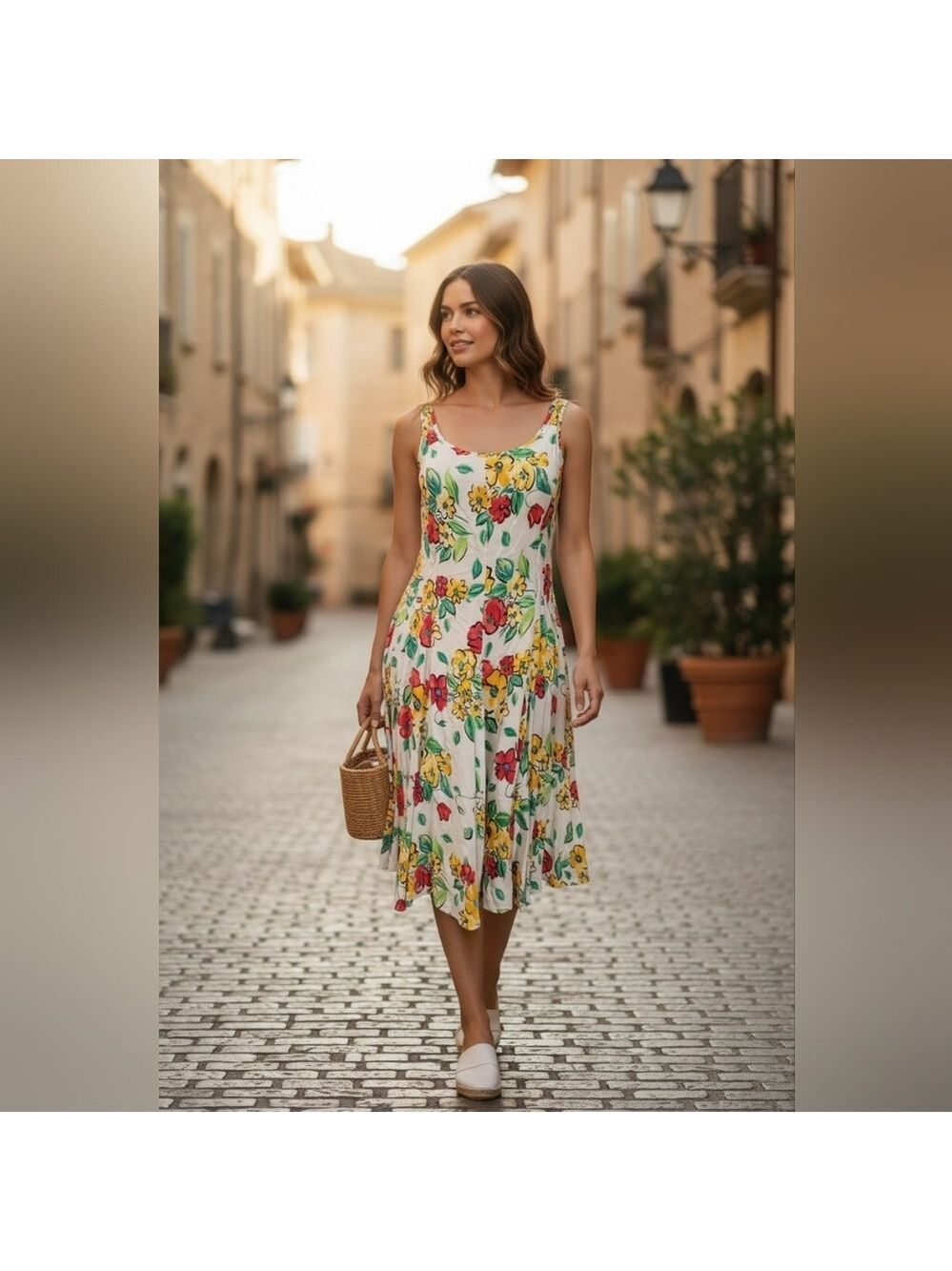 Floral Midi Dress Summer Spring No Tags Belived To Be A Size Small Medium